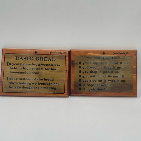 Great Smoky Mtns Wood Plaques Set of 2 Rustic Wording Souvenirs Wall Hanging - Picture 1 of 7